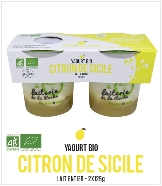 Yaourt pack 2 pots Bio Citron de Sicile