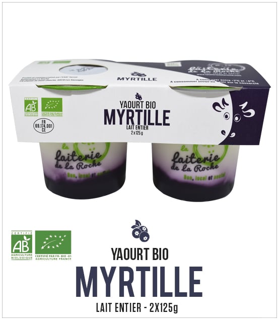 Yaourt pack 2 pots Bio Myrtille