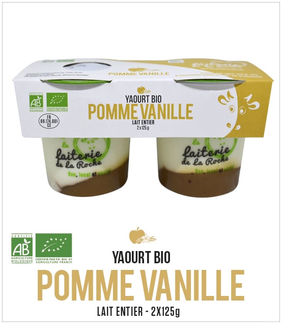 Yaourt pack 2 pots Bio Pomme Vanille
